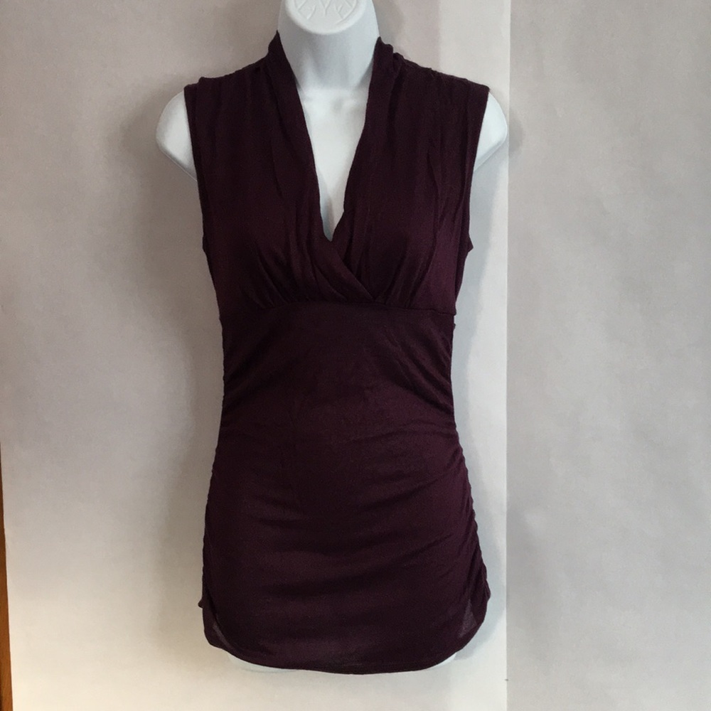 Express v-neck top with side rushing